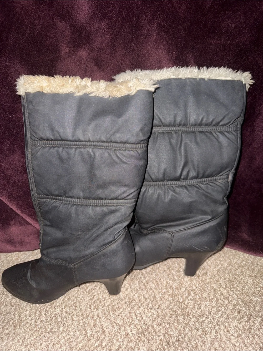Size 9 Women's Black Faux-Fur Tall Winter Boots Rinaldo Rosselli